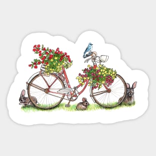 Bikes, Blooms, Bunnies and Birds Sticker